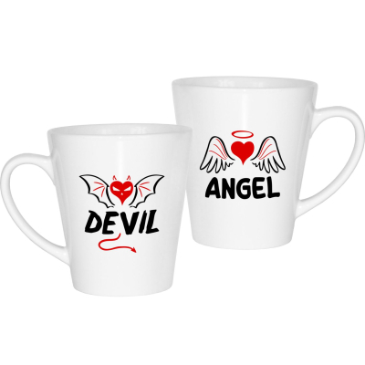 Kubki latte dla par zakochanych komplet 2 sztuki - Devil & Angel